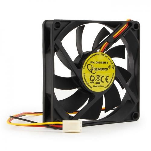 Gembird Вентилятор 80x80x15, втулка, 3 pin, провод 30 см (D8015SM-3)
