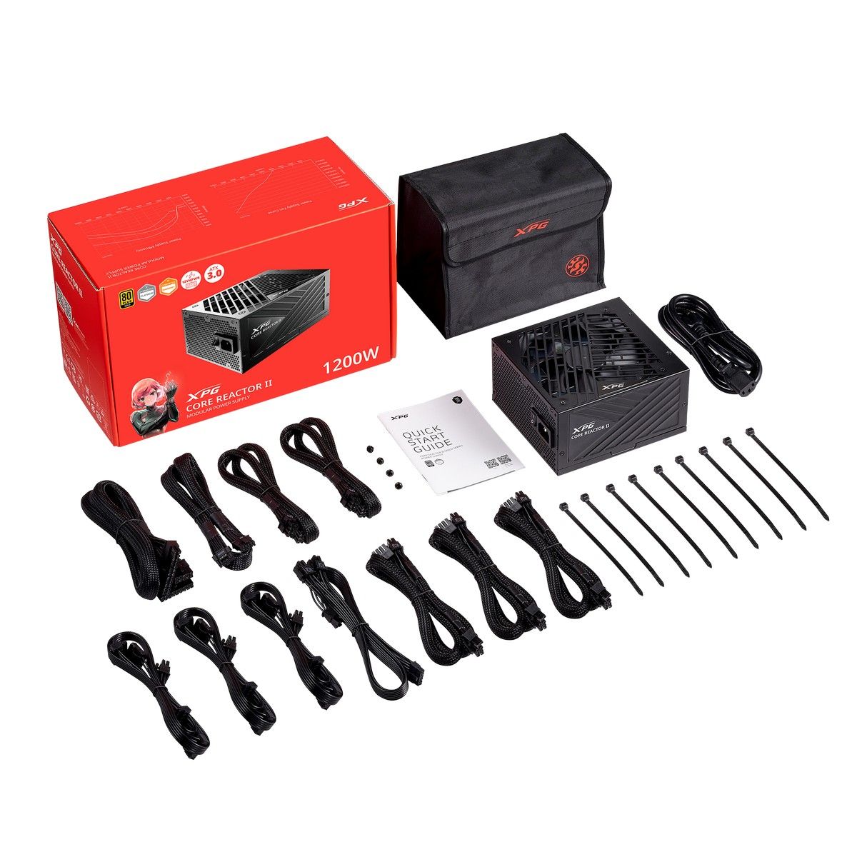 Блок питания XPG CORE REACTOR II 1200 (ATX 3.1, 1200W, Full Modular, PWM 135mm FDB fan, Active PFC, 