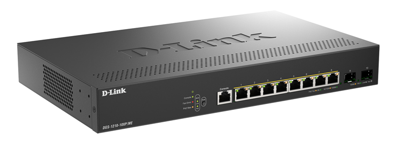 Коммутатор D-Link DGS-1210-10XP/ME/C1A (L2) 8x1Гбит/с 2SFP+ 8PoE+ 240W управляемый