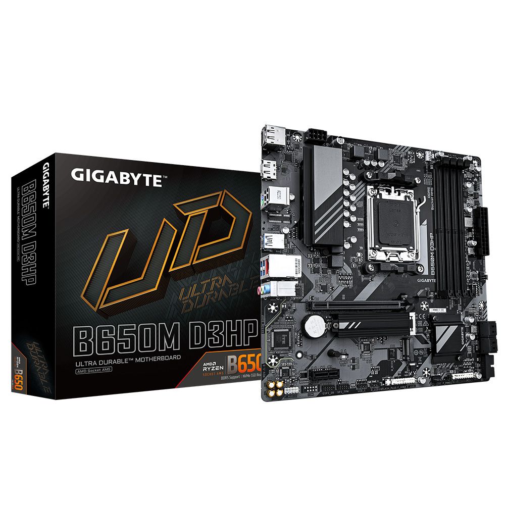Материнская плата Gigabyte B650M D3HP Socket AM5 AMD B650 4xDDR5 mATX AC`97 8ch(7.1) 2.5Gg RAID+HDMI