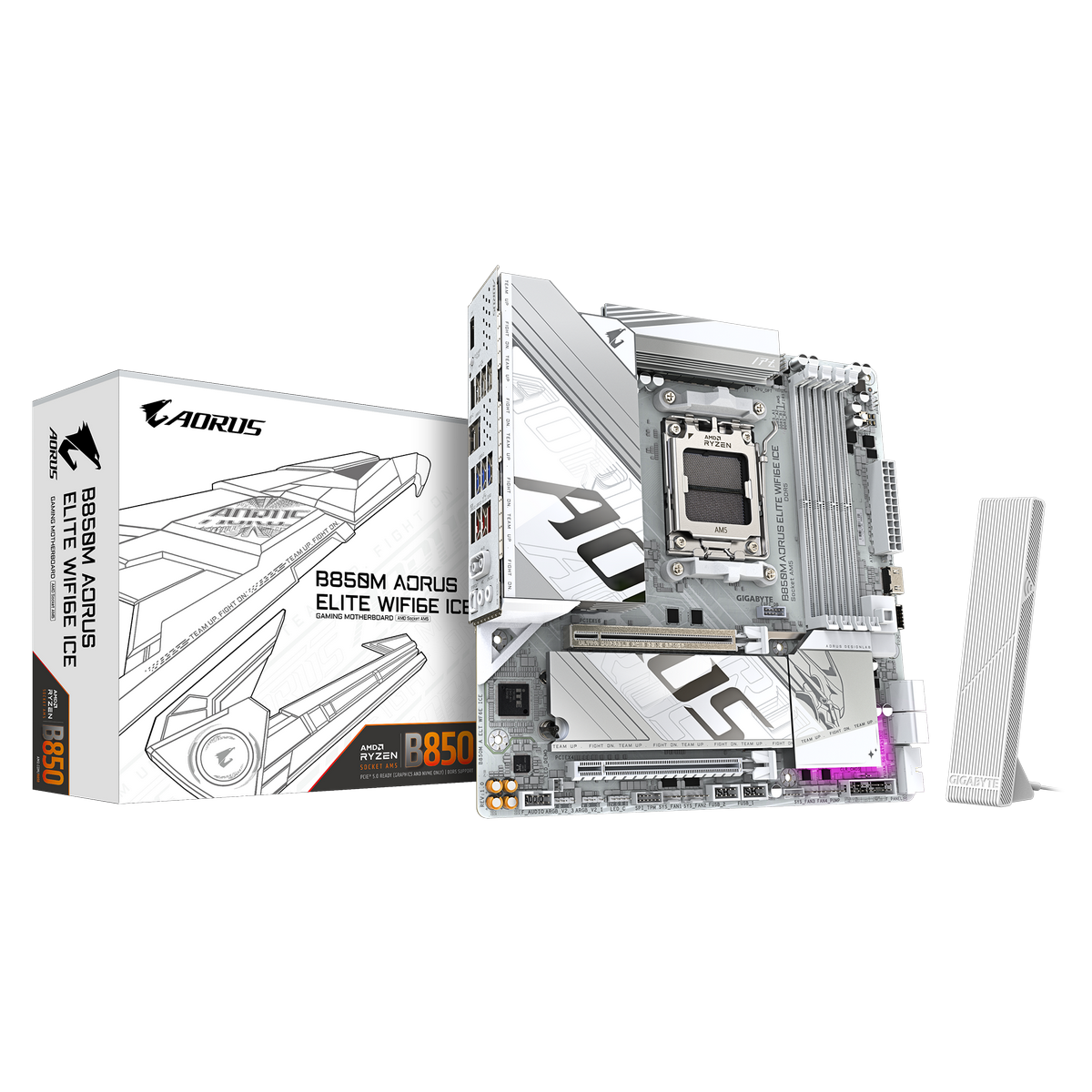 Материнская плата Gigabyte B850M AORUS ELITE WIFI6E ICE Socket AM5 AMD B850 4xDDR5 mATX AC`97 8ch(7.