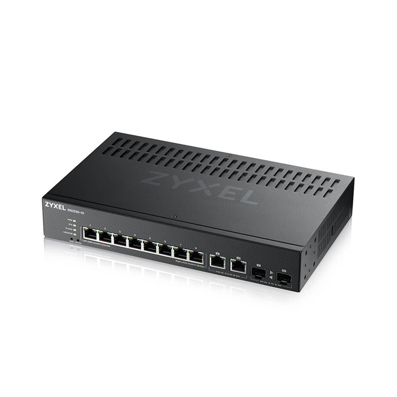 Коммутатор Zyxel GS2220-10HP-EU0101F (L2) 8x1Гбит/с 2xКомбо(1000BASE-T/SFP) 8PoE+ 180W управляемый