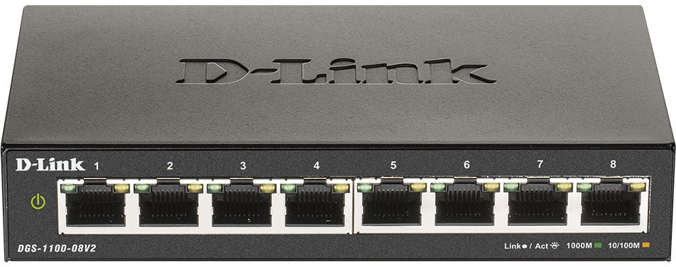 Коммутатор D-Link DGS-1100-08V2/A1A (L2) 8x1Гбит/с управляемый