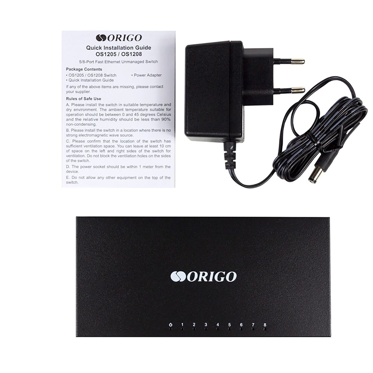 Коммутатор Origo OS1208 OS1208/A1A 8x100Мбит/с неуправляемый