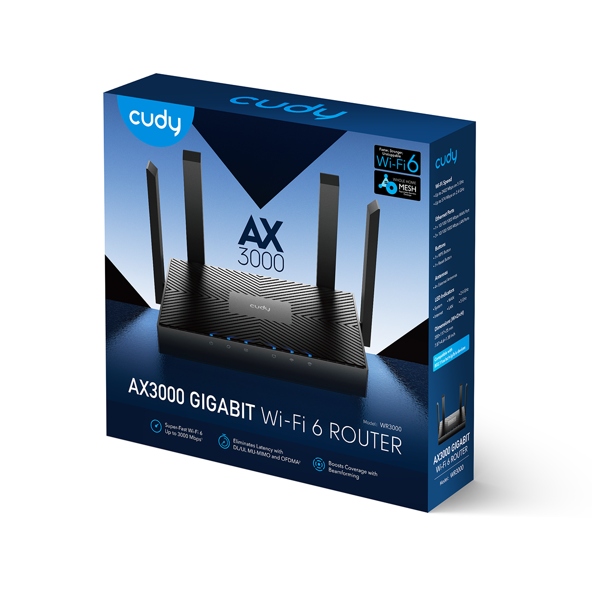 Роутер беспроводной Cudy WR3000 AX3000 10/100/1000BASE-TX/Wi-Fi черный