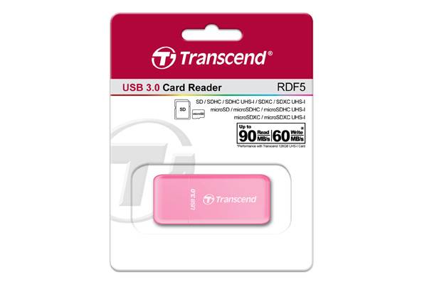 Устройство чтения/записи флеш карт Transcend RDF5, SD/microSD, USB 3.0, Розовый [TS-RDF5R]