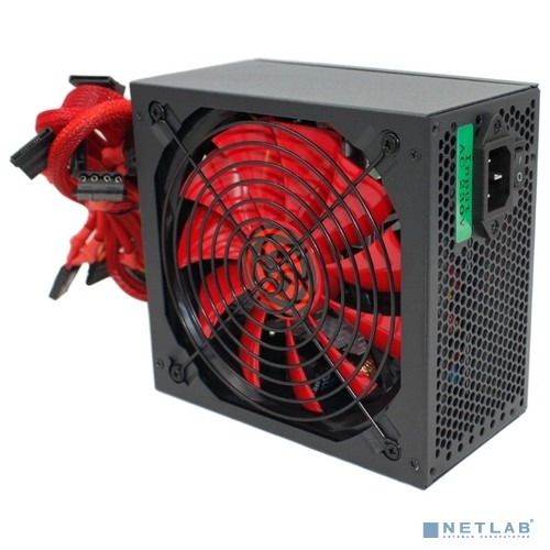 Ginzzu PC500 14CM(Red) 80+ black,APFC,24+4p,2 PCI-E(6+2), 5*SATA, 4*IDE,оплетка, кабель питания,цвет