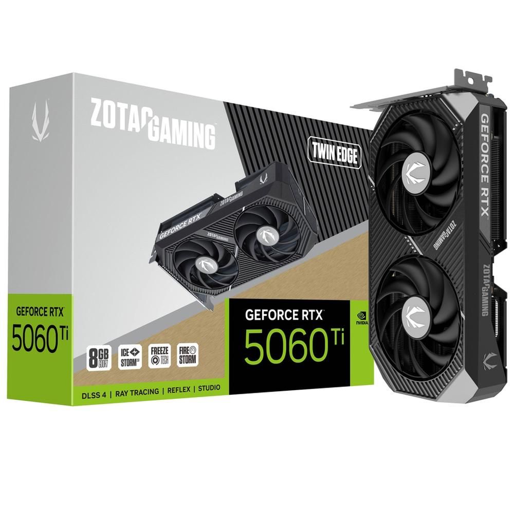 Видеокарта Zotac PCI-E 5.0 RTX 5060TI 8GB TWIN EDGE NVIDIA GeForce RTX 5060TI 8Gb 128bit GDDR7 2572/