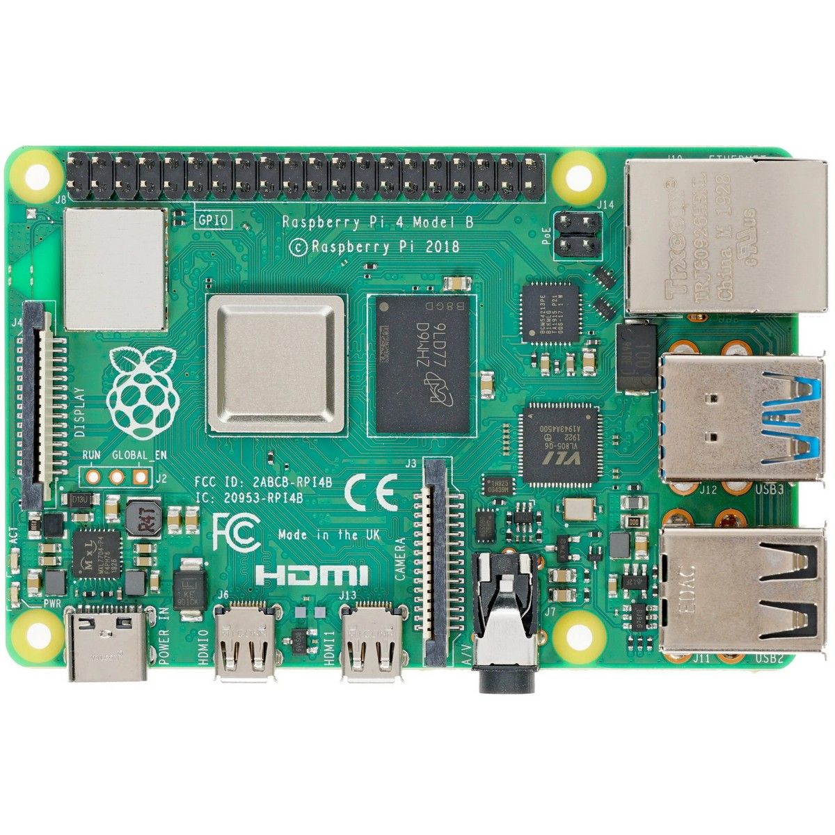 Одноплатный компьютер Raspberry Pi  4 Model B (RA545) Retail, 4GB RAM, Broadcom BCM2711 Quad core Co
