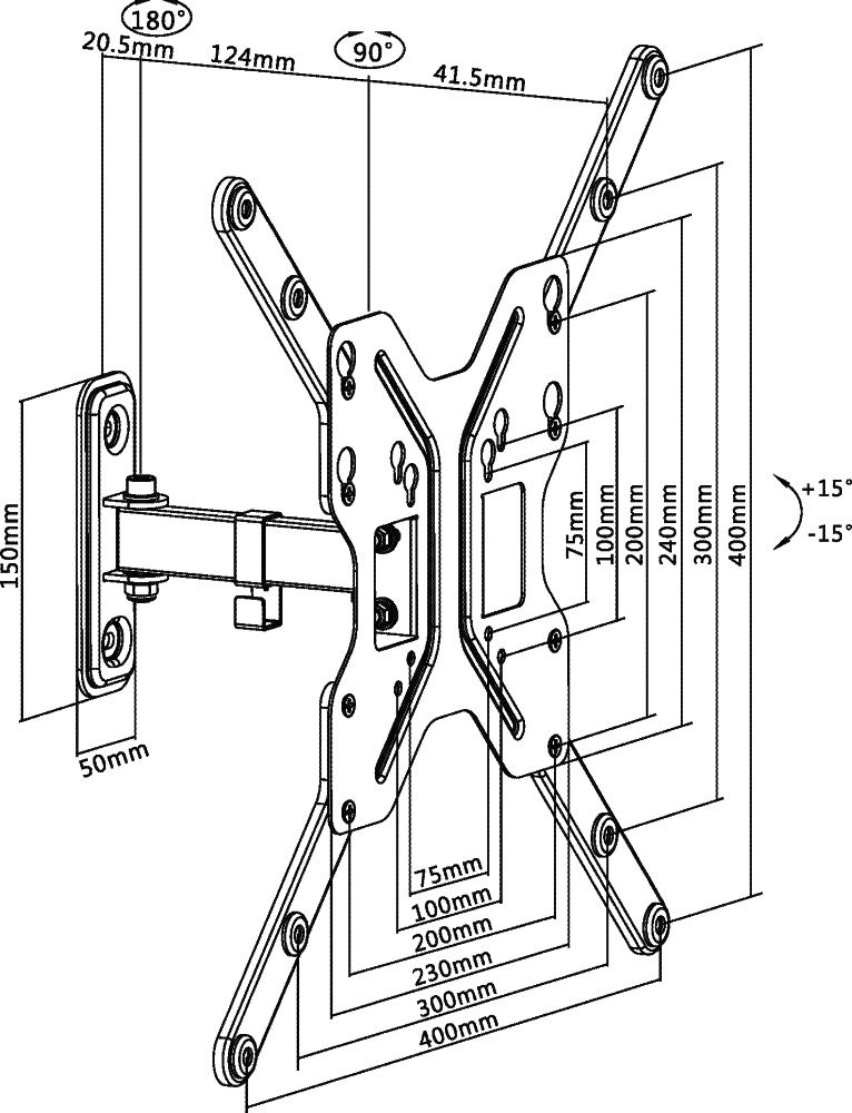 Кронштейн для телевизора Ultramounts UM902 черный 23"-55" макс.30кг настенный поворотно-выдвижной и 