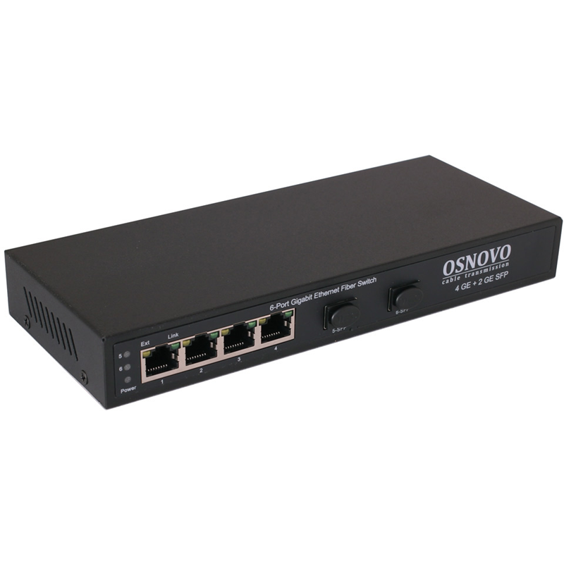 Коммутатор Osnovo SW-7042 4x1Гбит/с 2xКомбо(1000BASE-T/SFP) 2SFP неуправляемый