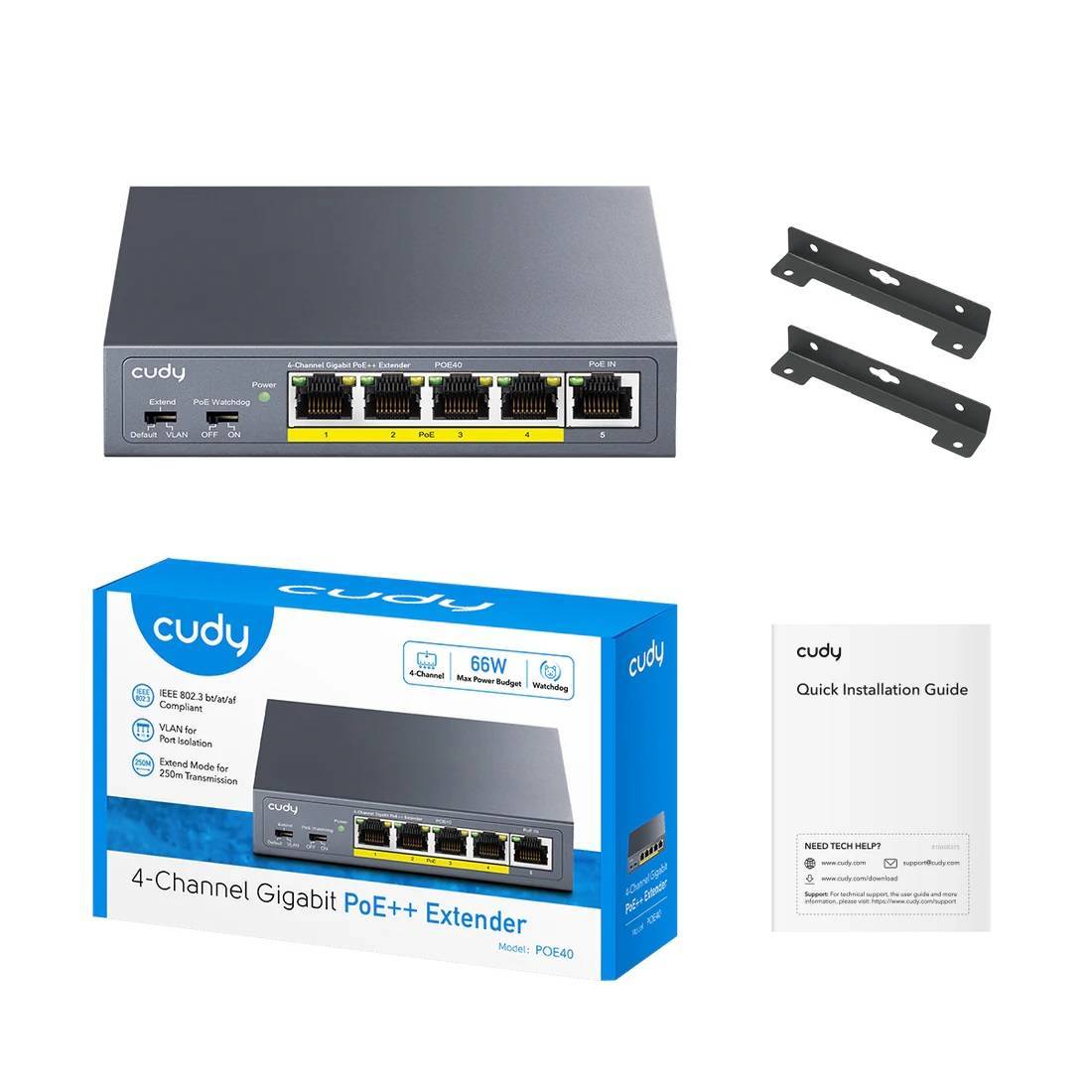 Cudy POE40 Четырёхканальный гигабитный удлинитель PoE++