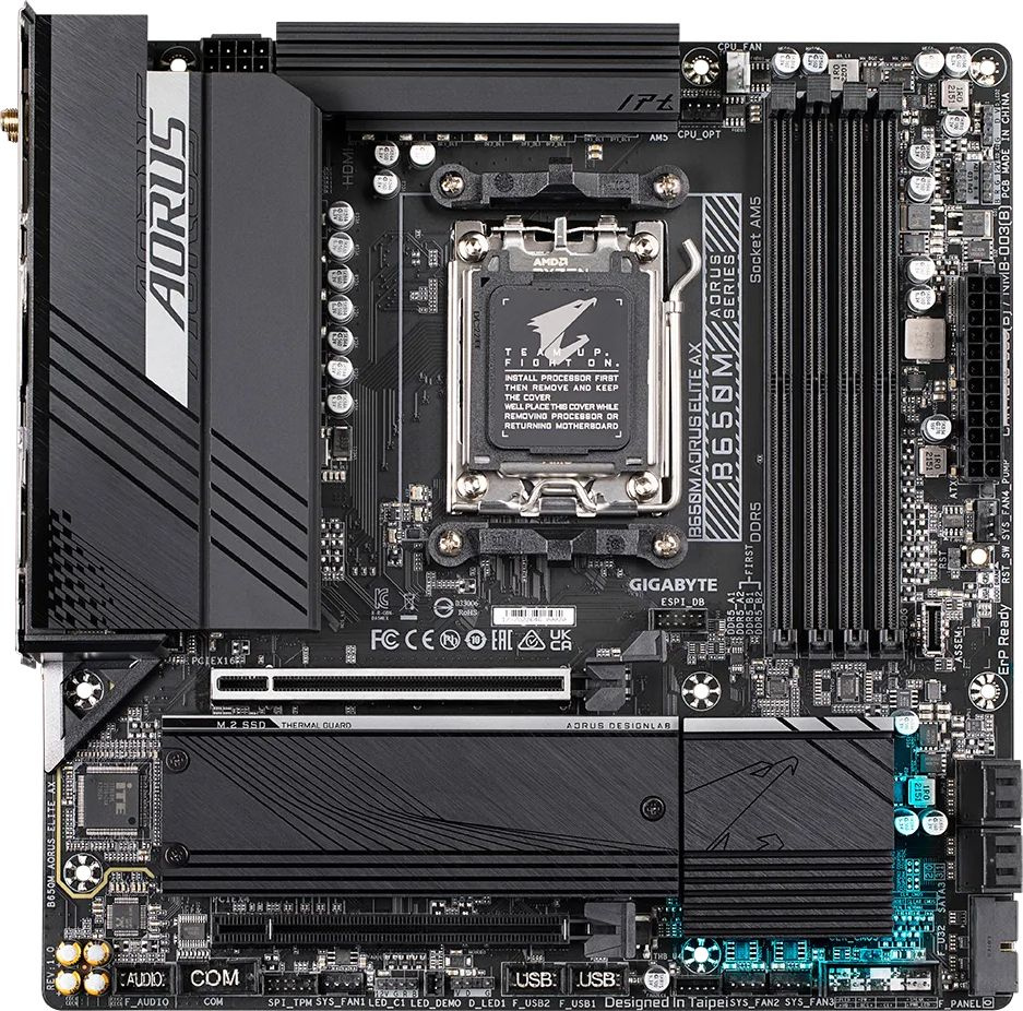 Материнская плата Gigabyte B650M AORUS ELITE AX Socket AM5 AMD B650 4xDDR5 mATX AC`97 8ch(7.1) 2.5Gg