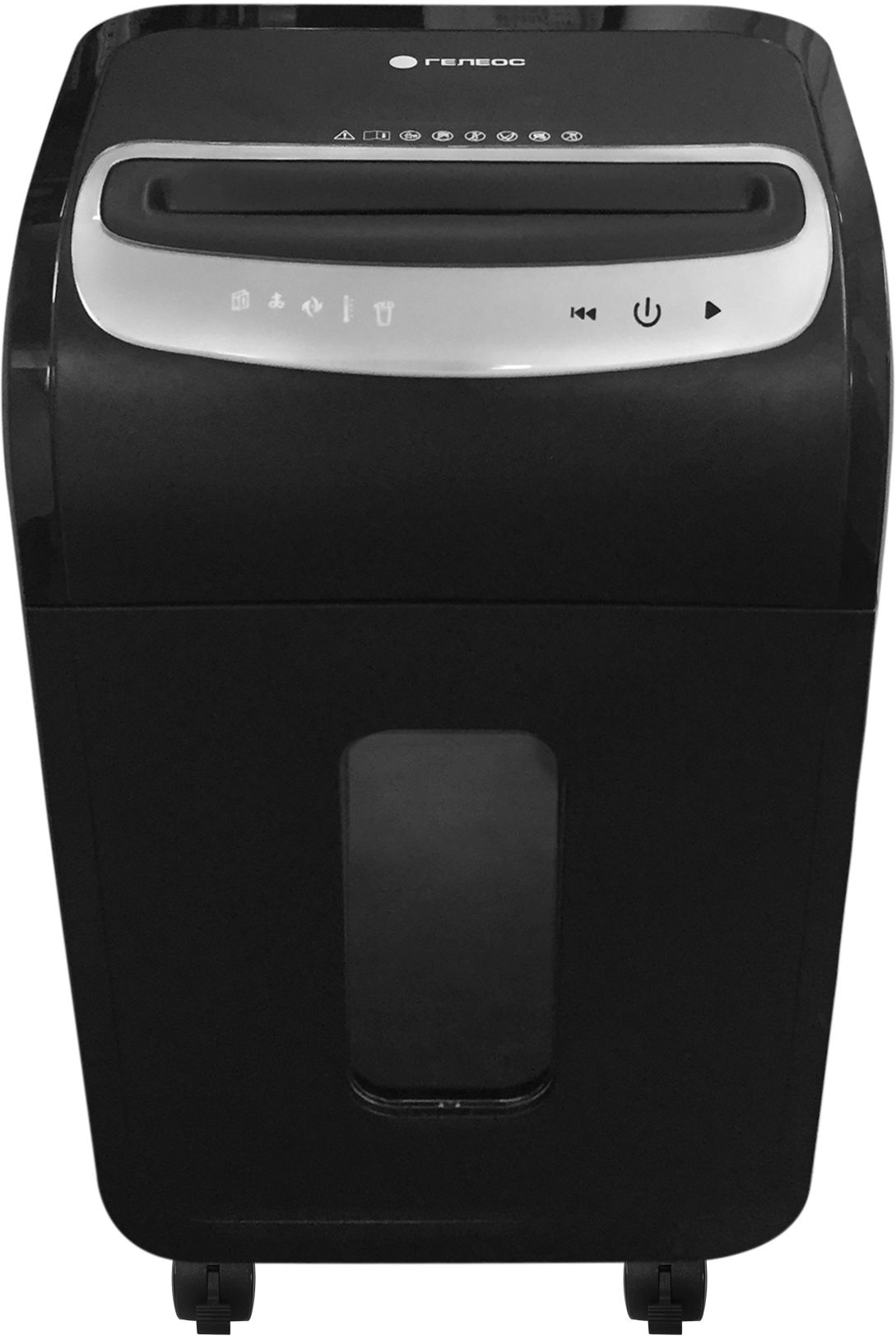 Шредер Heleos УМ35-5 черный/серебристый (секр.P-5) фрагменты 23лист. 35лтр. скрепки скобы пл.карты C