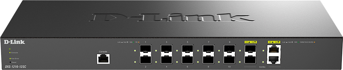 Коммутатор D-Link DXS-1210-12SC/B1A (L2+) 2xКомбо(10GBase-T/SFP+) 10SFP+ управляемый