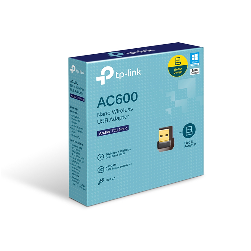 Сетевой адаптер Wi-Fi TP-Link Archer T2U NANO AC600 USB 2.0