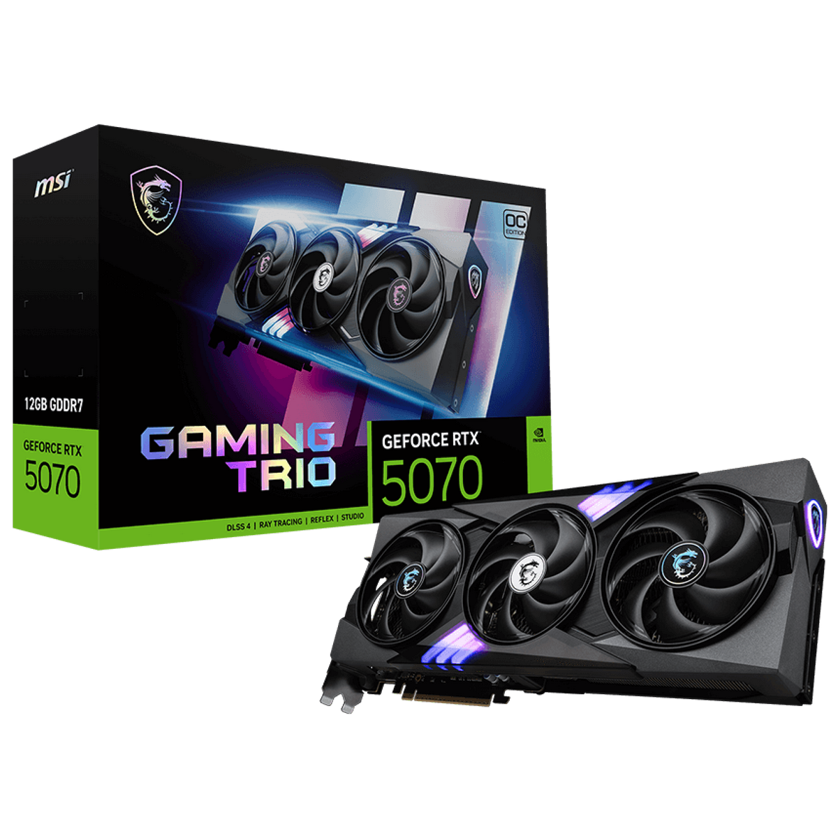 Видеокарта MSI PCI-E 5.0 RTX 5070 12G GAMING TRIO OC NVIDIA GeForce RTX 5070 12Gb 192bit GDDR7 2610/