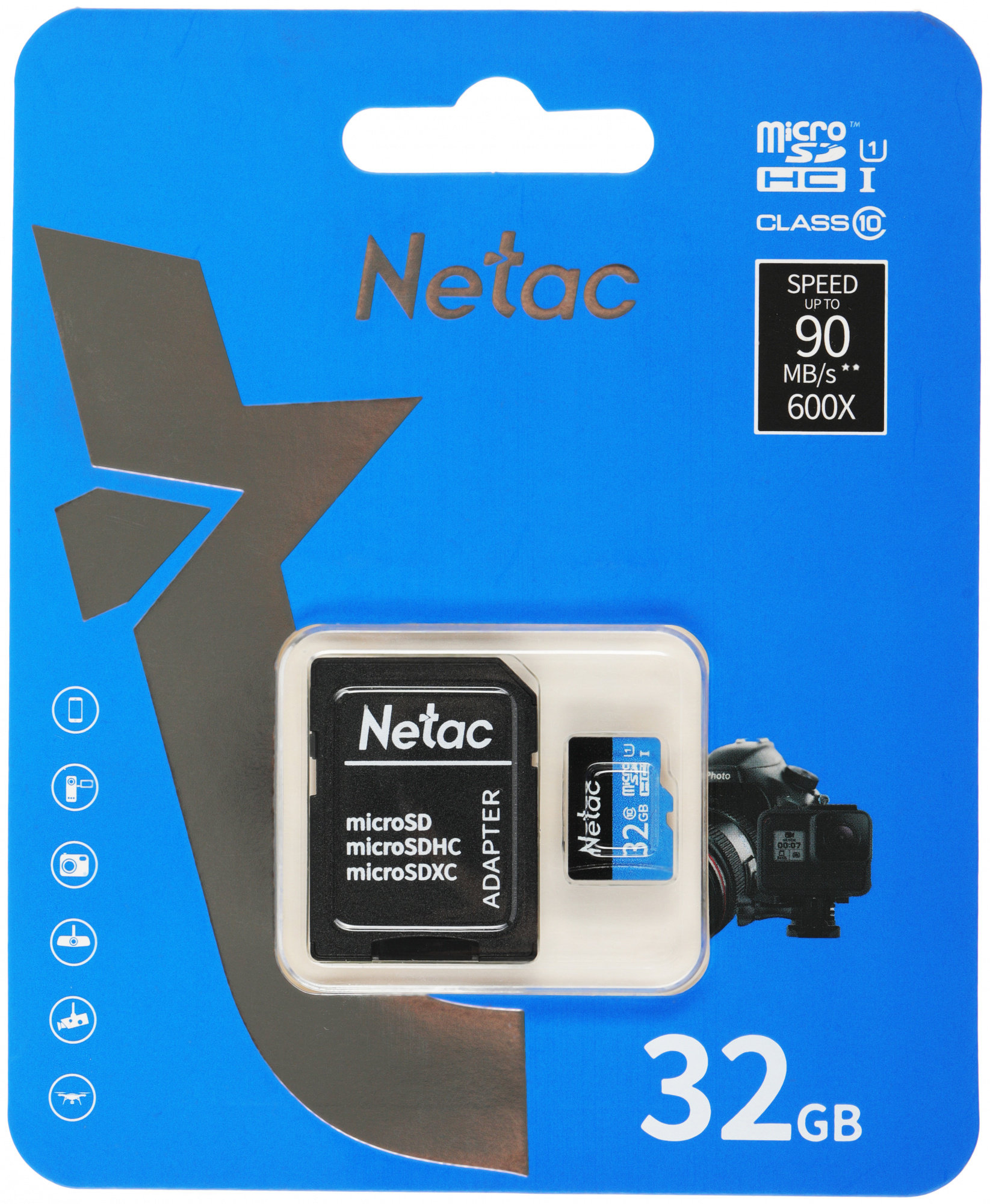 Флеш карта microSDHC 32GB Netac NT02P500STN-032G-R P500 + adapter