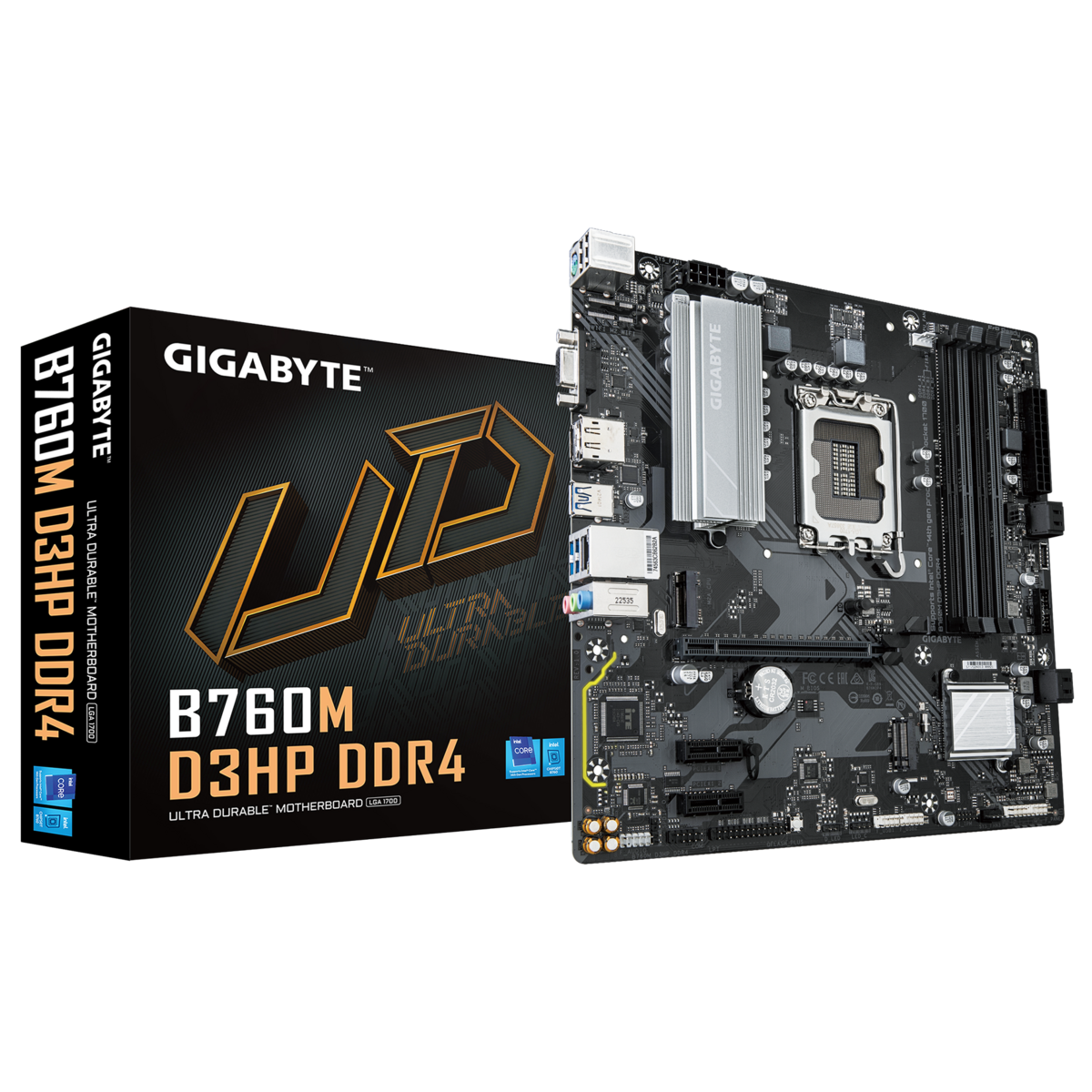 Материнская плата Gigabyte B760M D3HP DDR4 Soc-1700 Intel B760 4xDDR4 mATX AC`97 8ch(7.1) GbLAN RAID