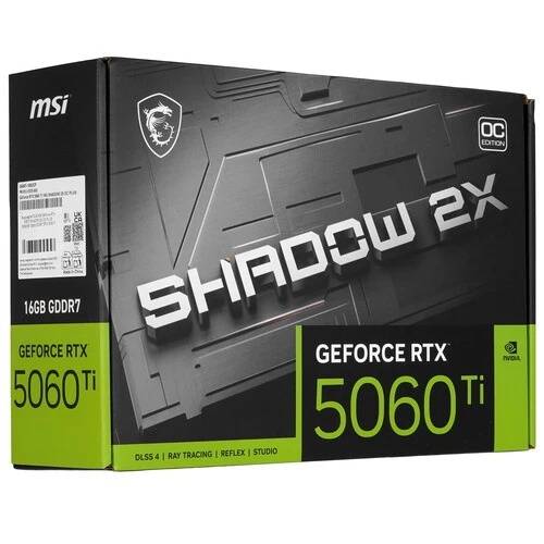 Видеокарта MSI PCI-E 5.0 RTX 5060 TI 16G SHADOW 2X OC PLUS NVIDIA GeForce RTX 5060TI 16Gb 128bit GDD