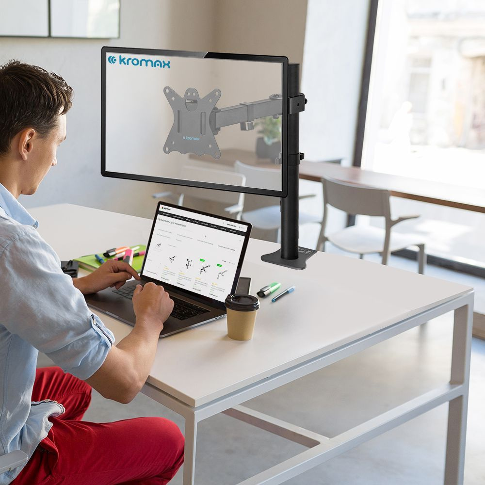 Кронштейн для мониторов Kromax CASPER-506 черный 10"-34" макс.10кг настольный поворот и наклон