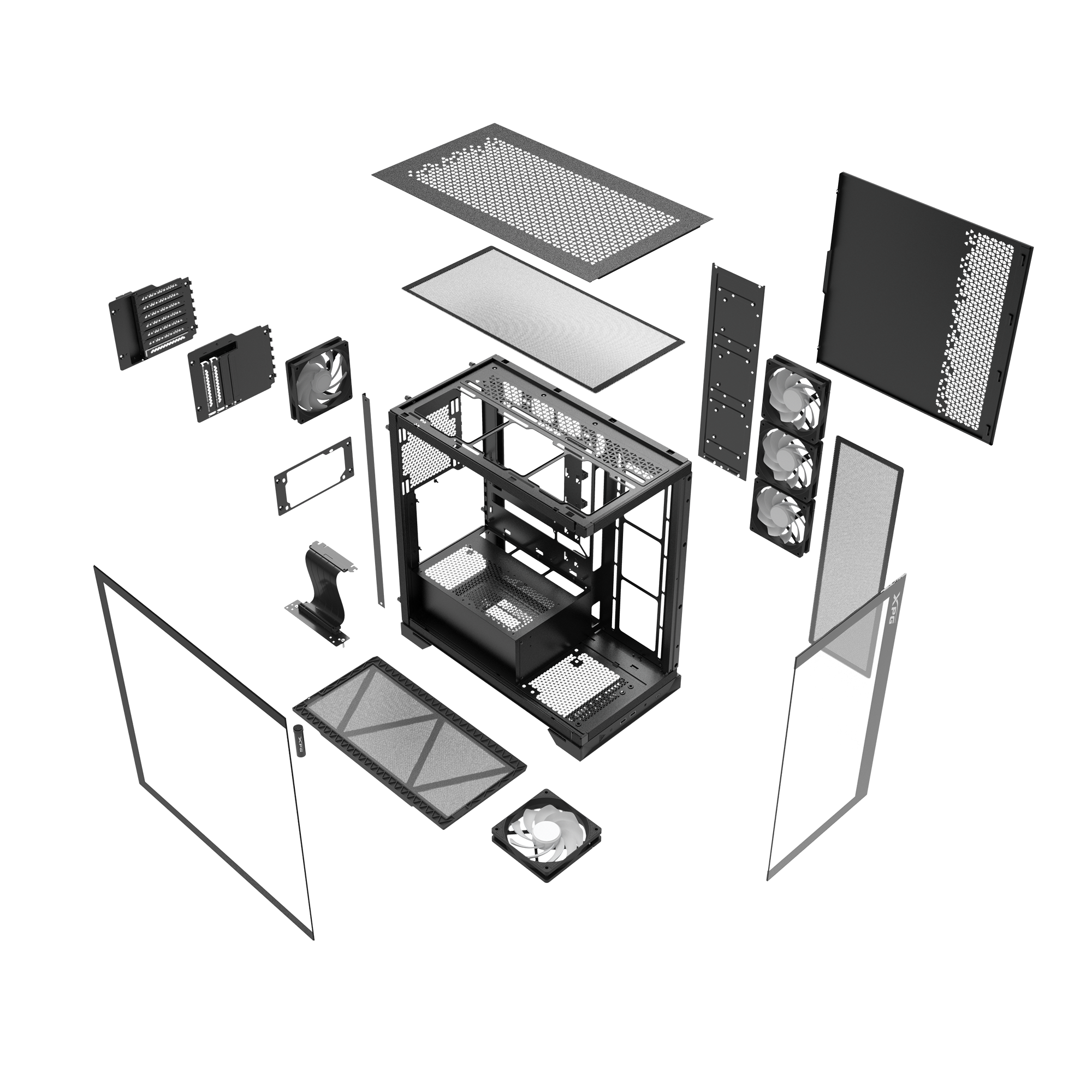 Корпус XPG INVADER X BLACK (INVADERXMT-BKCWW) Mid-Tower Gaming ATX PC Case with Panoramic View, Temp