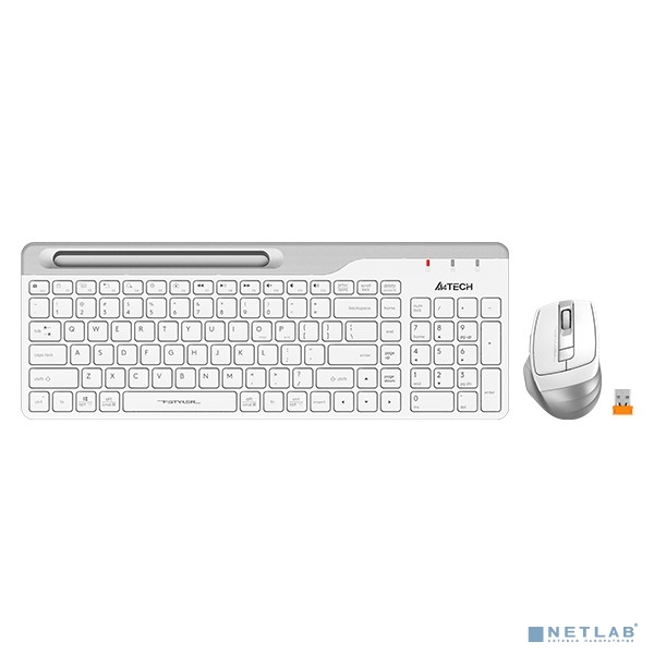 Клавиатура + мышь A4Tech Fstyler FB2535C клав:белый/серый мышь:белый/серый USB беспроводная Bluetoot