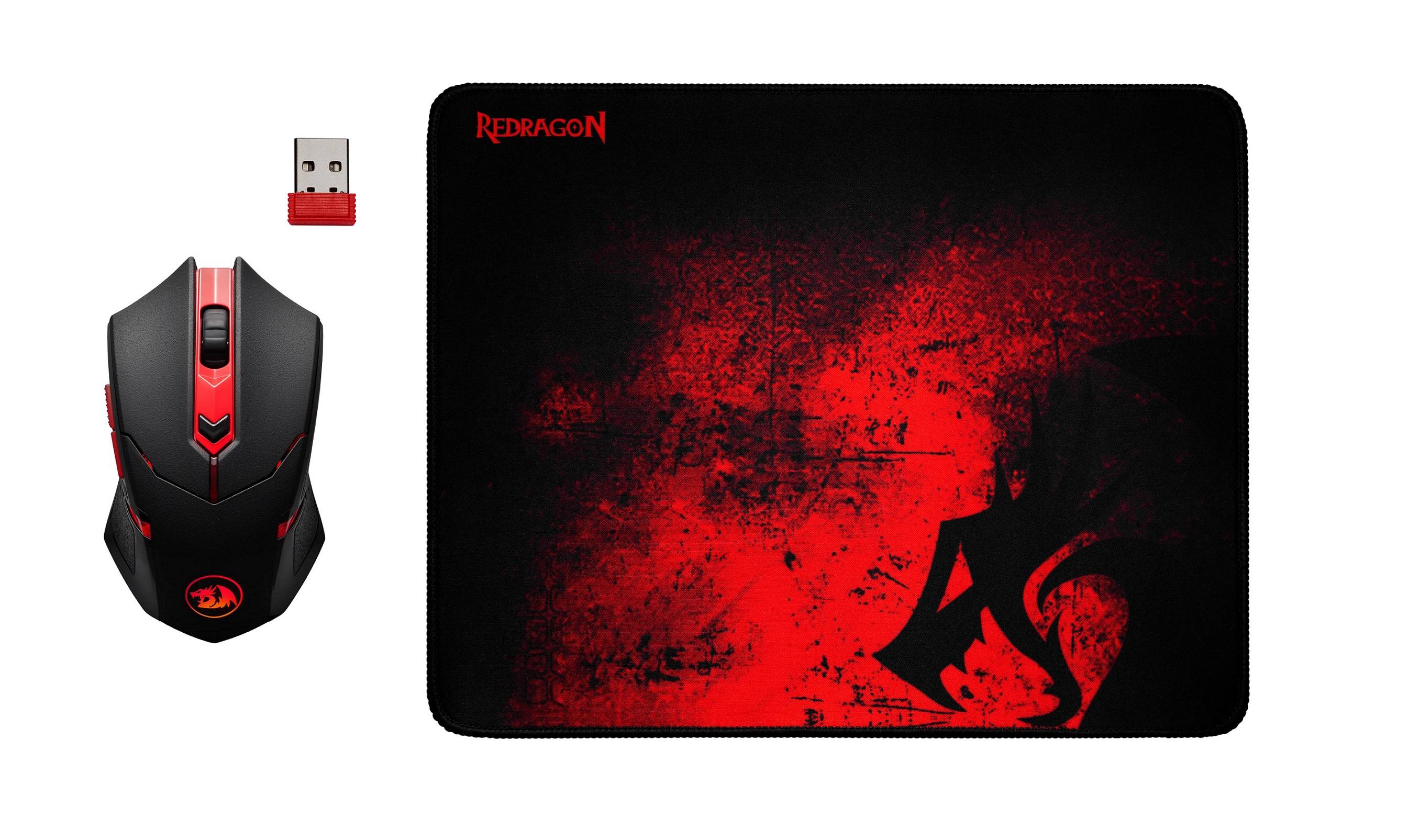 Мышь Redragon M601WL-BA черный/красный оптическая 2400dpi беспров. USB 5but (78227)