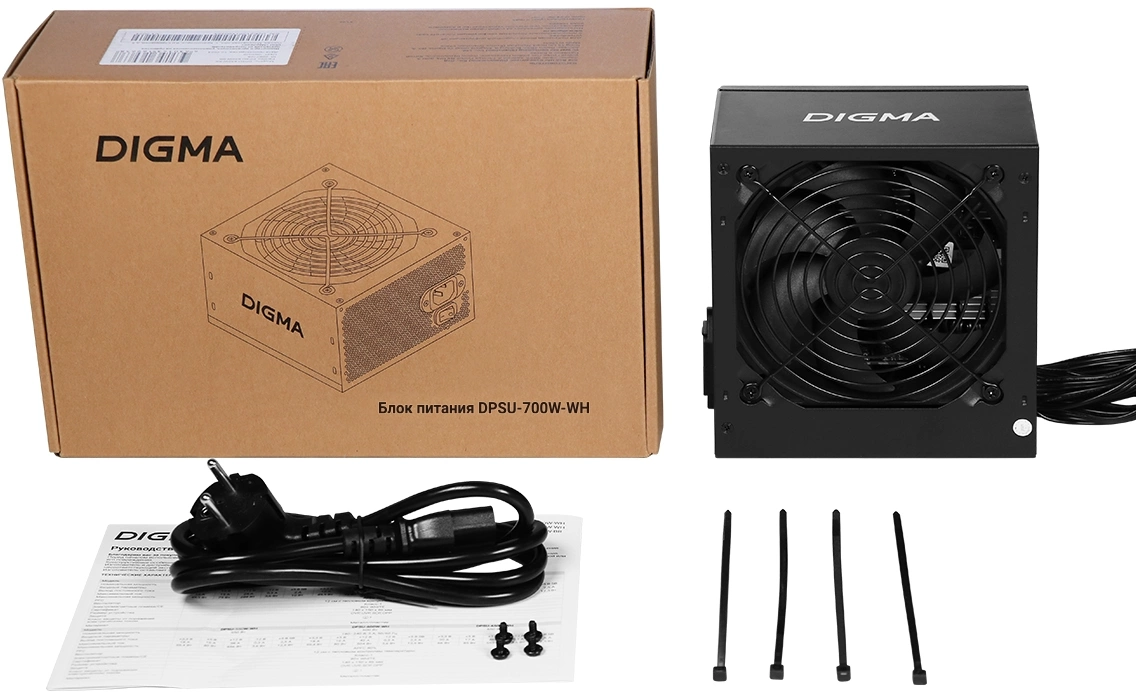Блок питания Digma ATX 700W DPSU-700W-WH 80+ white (20+4pin) APFC 120mm fan 6xSATA RTL