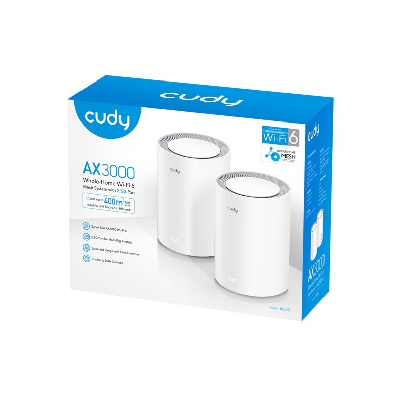 Маршрутизатор CUDY AX1800 Wi-Fi 6 Mesh Solution 2-Pack,Chipset MediaTek, Dual-Band, 802.11ax/ac/a/b/