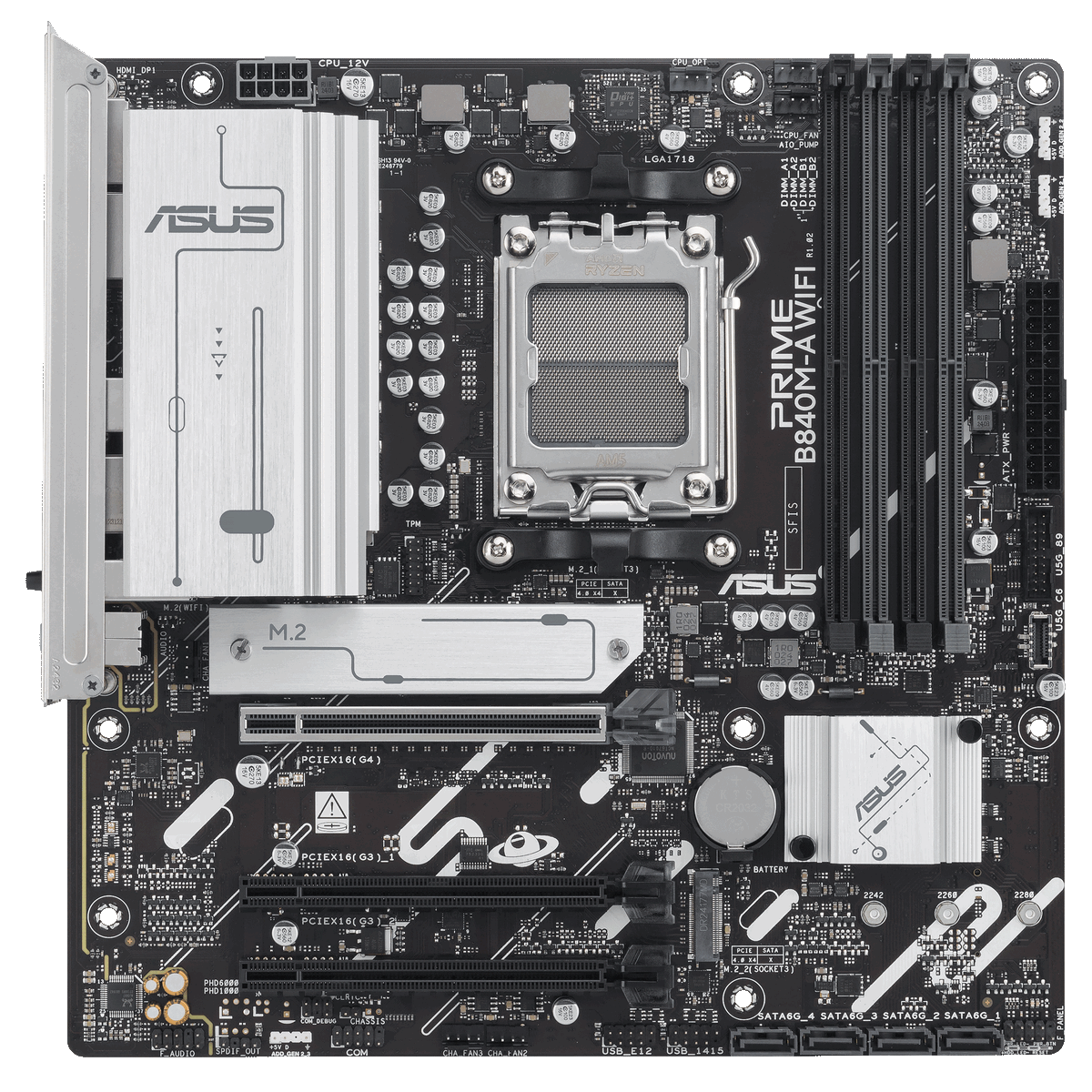 Материнская плата Asus PRIME B840M-A WIFI Socket AM5 AMD B840 4xDDR5 mATX AC`97 8ch(7.1) 2.5Gg RAID+