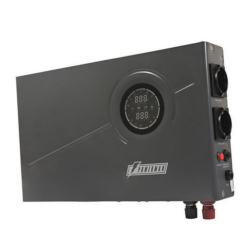 ИБП POWERMAN Smart 800 INV Graphite Мощность 800 ВА / 480 Вт, розетки Shuko - 2 шт. Стабилизирует на