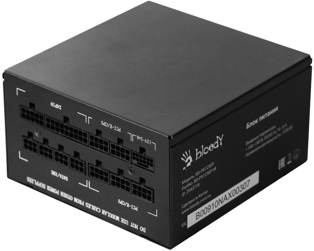 Блок питания Bloody ATX 1250W BD-PS1250P 80+ platinum (20+4pin) APFC 140mm fan 12xSATA Cab Manag RTL