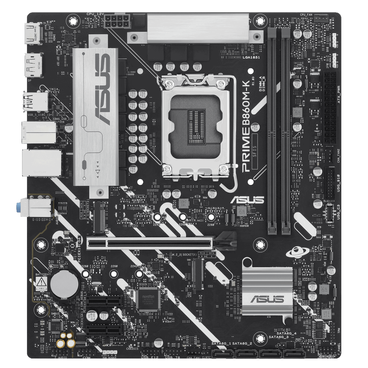 Материнская плата Asus PRIME B860M-K Soc-1851 Intel B860 2xDDR5 mATX AC`97 8ch(7.1) 2.5Gg RAID+HDMI+