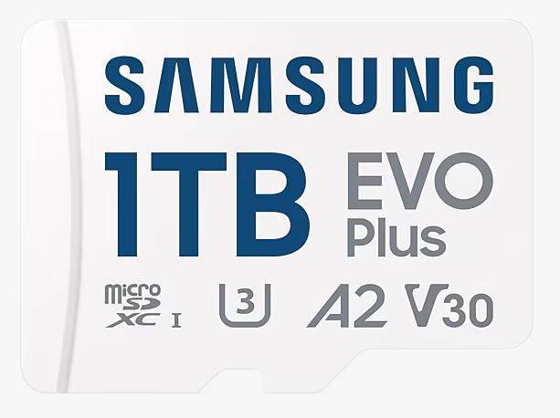 Флеш карта microSD 1TB SAMSUNG EVO PLUS microSDXC Class 10, UHS-I, U3, A2, V30 (SD адаптер) 160MB/s