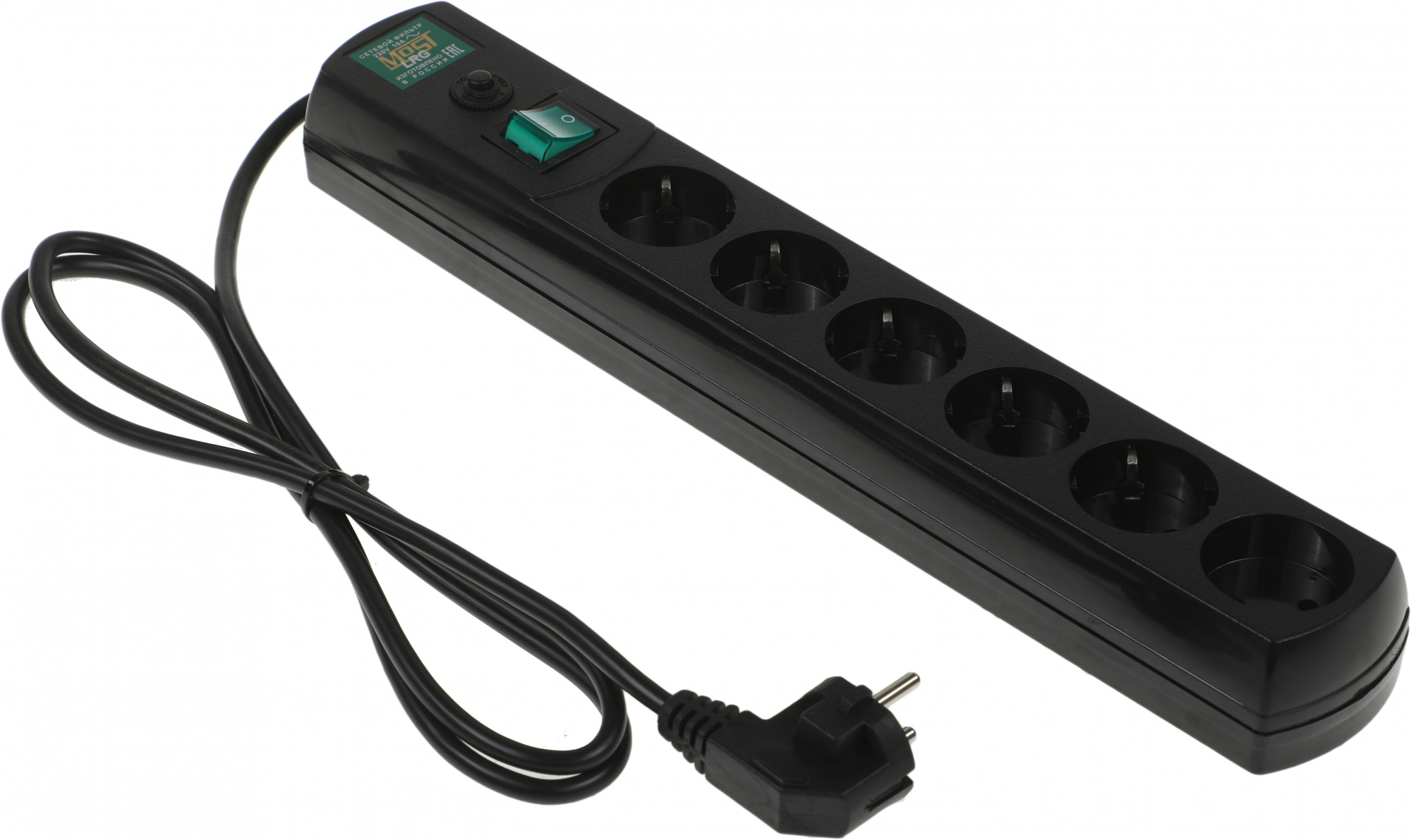 Сетевой фильтр Most LRG 1.6м (6 розеток) черный (пакет ПЭ)