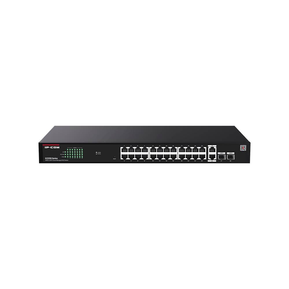 IP-COM G2228P-24-410W Web smart коммутатор с 26 гигабитными портами и 2 SFP-портоми, PoE 24х30Вт (до