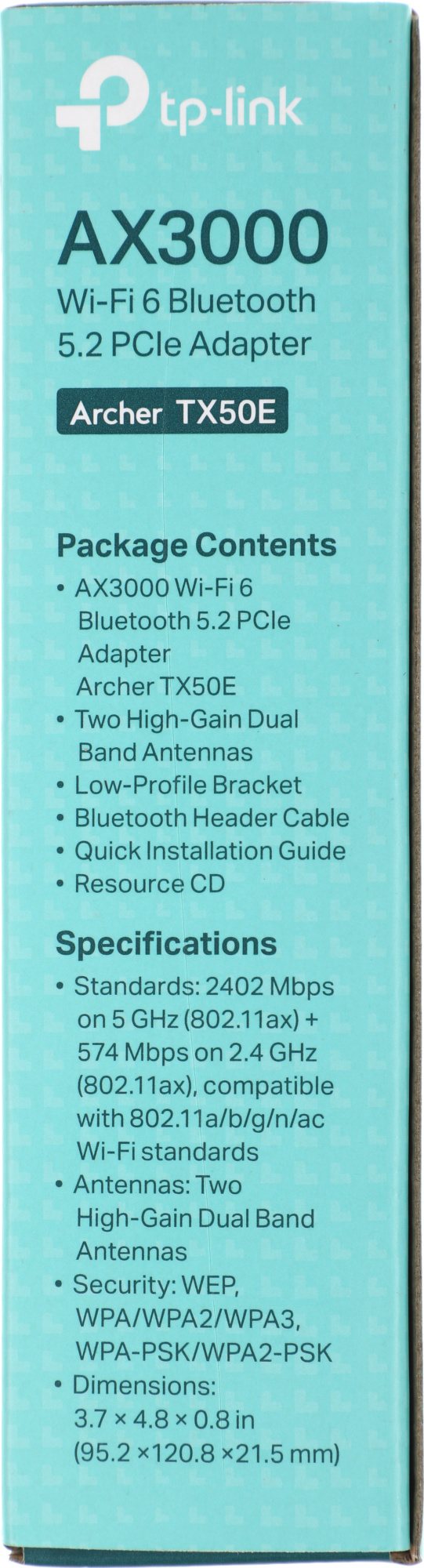 Сетевой адаптер Wi-Fi + Bluetooth TP-Link Archer TX50E AX3000 PCI Express (ант.внеш.несъем.) 2ант.