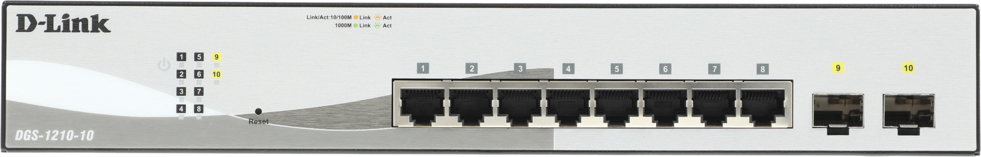 Коммутатор D-Link DGS-1210-10/F1A 8x1Гбит/с 2SFP управляемый