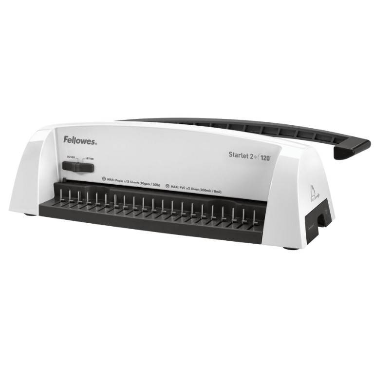 Fellowes® Переплетчик STARLET 2+ на пластиковую пружину, сшивает до 120 лст., перфорирует 12 лст.