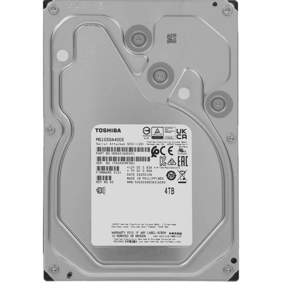 Жесткий диск Toshiba SAS 3.0 4TB MG10SDA400E Enterprise Capacity 4KN (7200rpm) 512Mb 3.5"