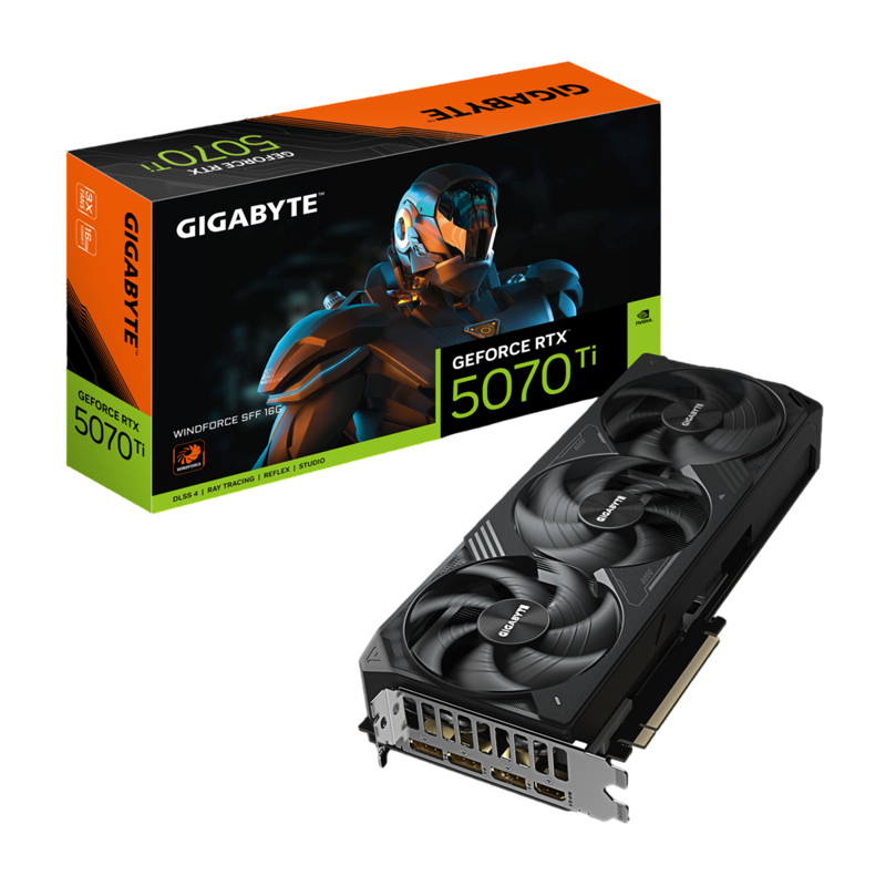 Видеокарта Gigabyte PCI-E 5.0 GV-N507TWF3-16GD 1.0 NVIDIA GeForce RTX 5070TI 16Gb 256bit GDDR7 2497/