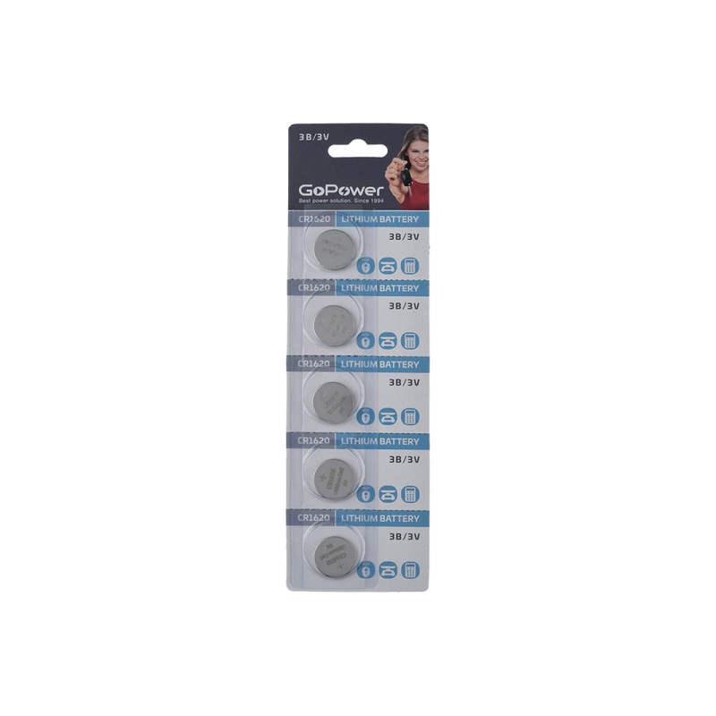 GoPower CR1620 BL5 Lithium 3V (5 / 100 / 2000) (5 шт.)