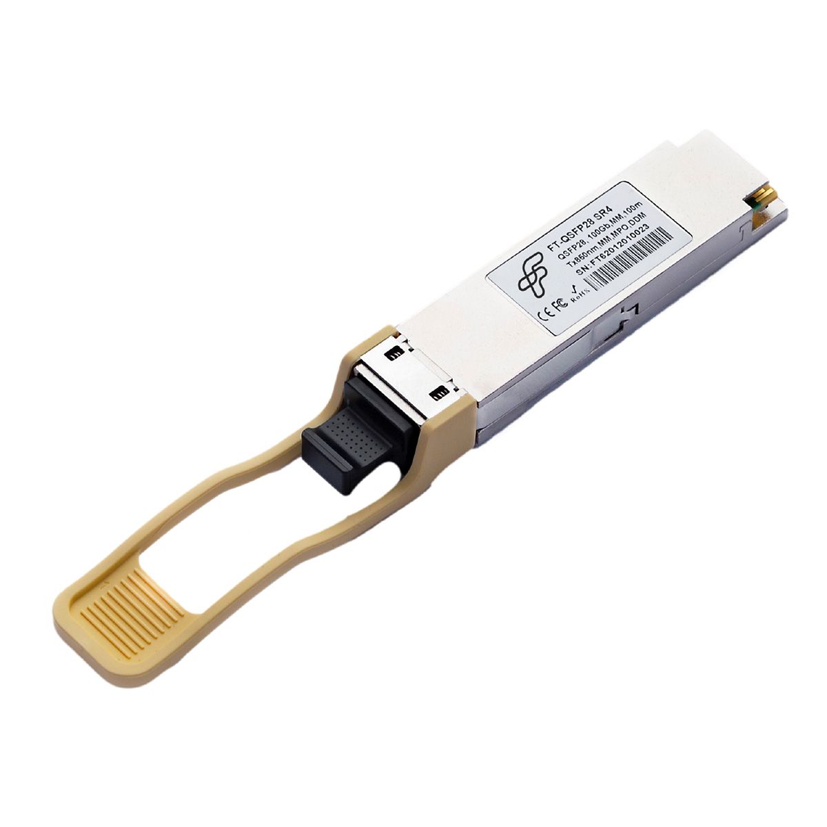 Трансивер Fibertrade FT-QSFP28-SR4 100G, QSFP28, MPO,  MMF 100m, 850nm laser, 4xVCSEL, (прошивка Jun