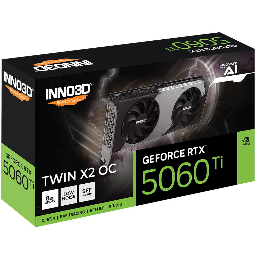 Видеокарта INNO3D RTX 5060 Ti Twin X2 OC//RTX5060Ti, HDMI, DP*3, 8G,D7