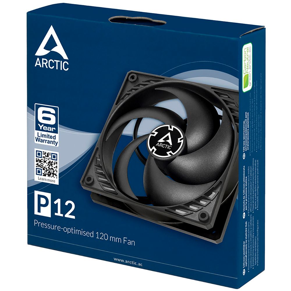 Вентилятор для корпуса Arctic Cooling P12 120х120x25 черный 3-pin 22.5дБ (ACFAN00118A) Ret