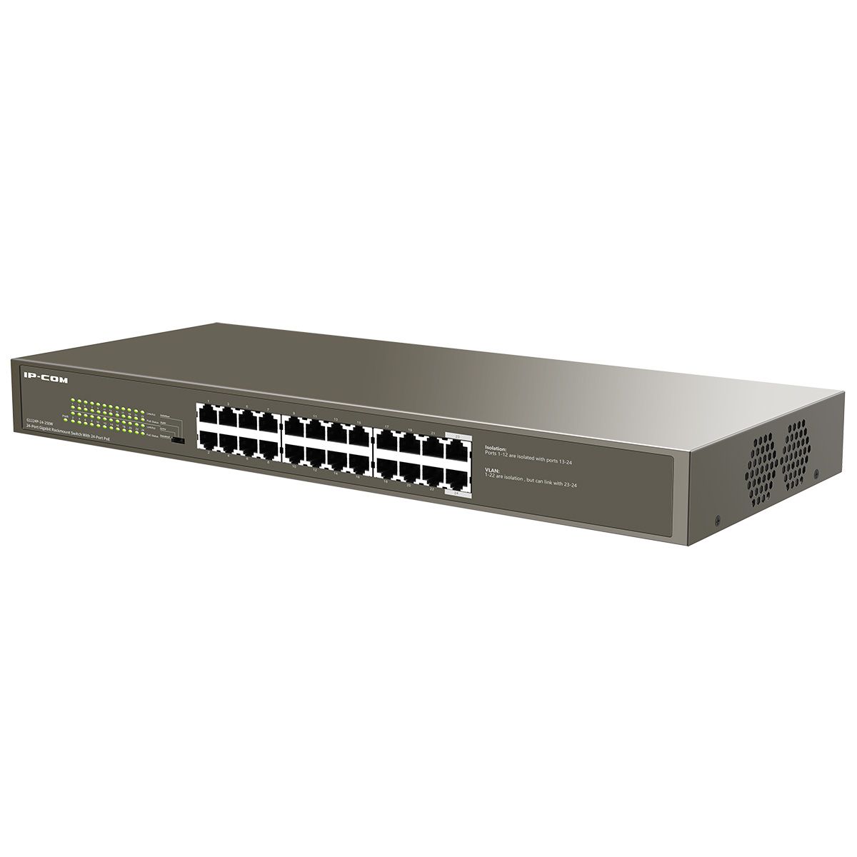 Коммутатор IP-COM G1124P-24-250W Коммутатор неуправляемый PoE, 24 порта 24x1 Гбит/с, PoE 24x30Вт (до