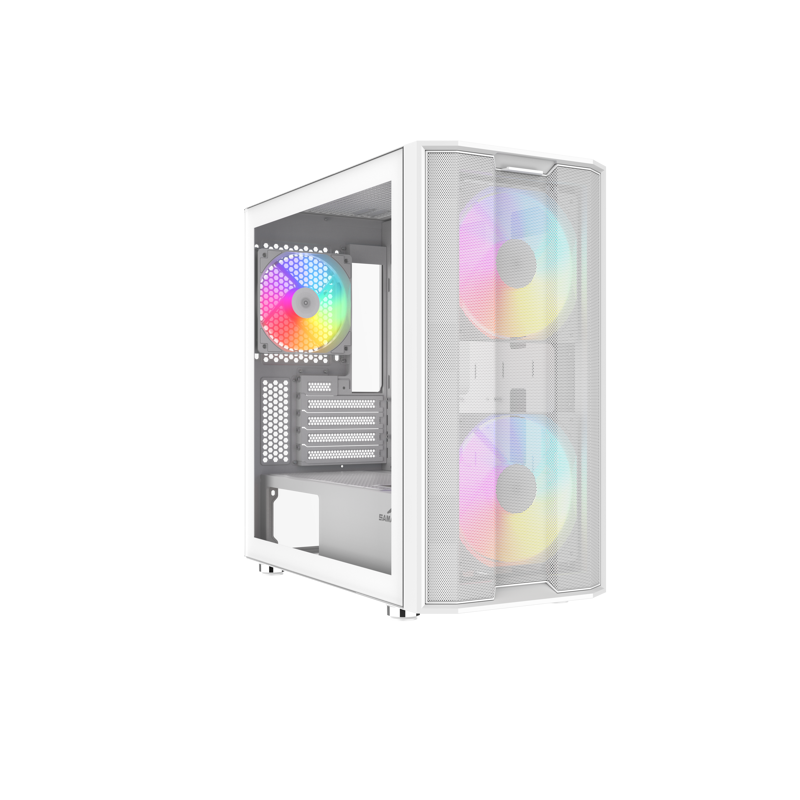 Корпус SAMA S30 White, Midi-Tower, TG, 2x140mm + 1x120mm ARGB, 1xUSB 3.0 + 1xUSB 3.1 Type-C, mATX, m