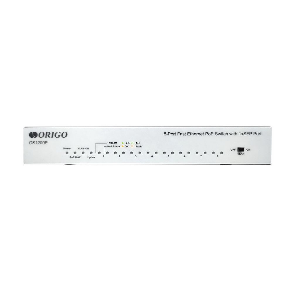 Коммутатор ORIGO OS1209P/A1A Неуправляемый PoE-коммутатор, 8x100Base-TX, 1x1000Base-X SFP