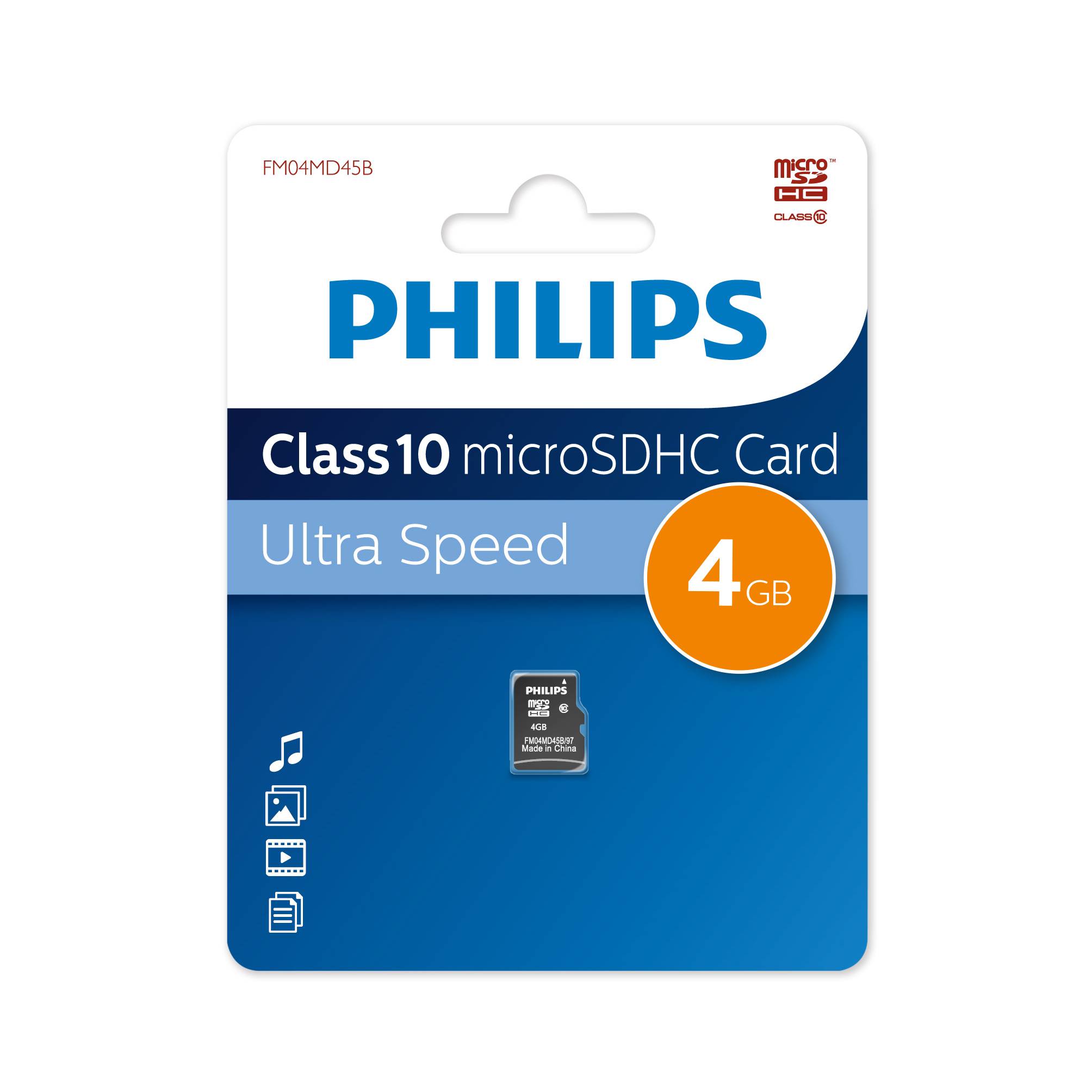 Micro SecureDigital 4GB Philips microSDHC Class 10